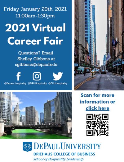 2021 DePaul University Hospitality Career Fair Flyer